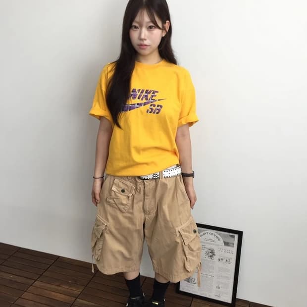 00s Nike SB Plaid Logo Yellow Tee