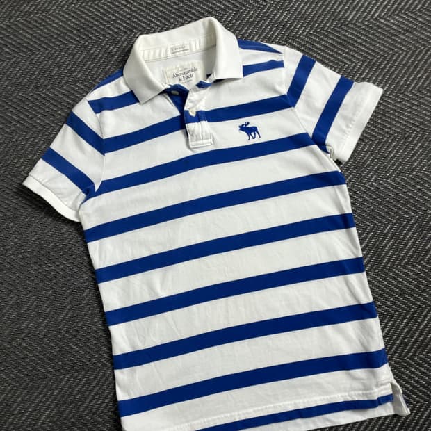 아베크롬비 y2k 스몰로고 스트라이프 카라 티셔츠y 4326