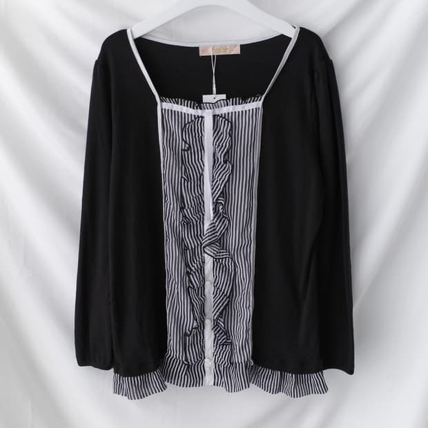 stripe frill long sleeve