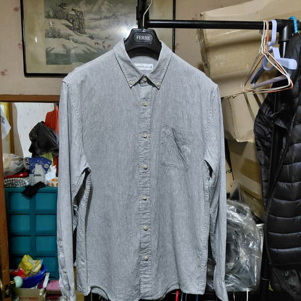 [지오다노]면,마 혼방 그레이 셔츠XL(105)사이즈
