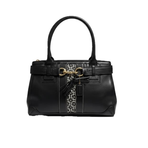 코치 Coach 블랙 레더 햄튼 호보 백