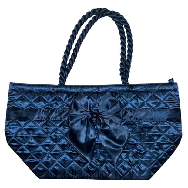 Naraya 리본 보우 백 가방 토트백 네이비 빈티지 갸루