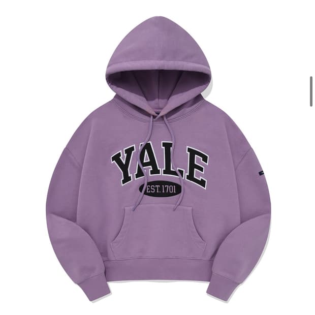 예일 크롭 후드 티셔츠 연보라