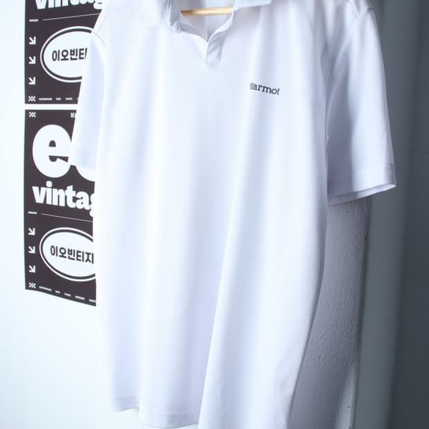 (XL) 마모트 반팔 카라 티셔츠 기능성 브이넥 화이트-H35163