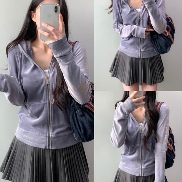 주씨 꾸띄르 벨벳 후드집업