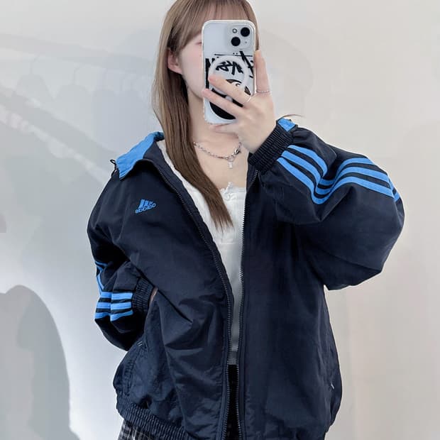 아디다스 90‘s 베이비블루 삼선 후드 점퍼