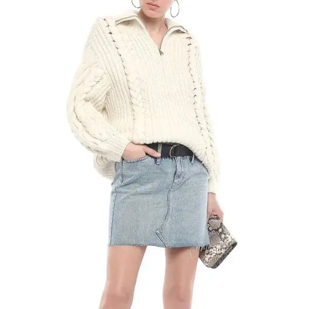 이로 아이콘스 쉐어링 트리밍 데님 스커트