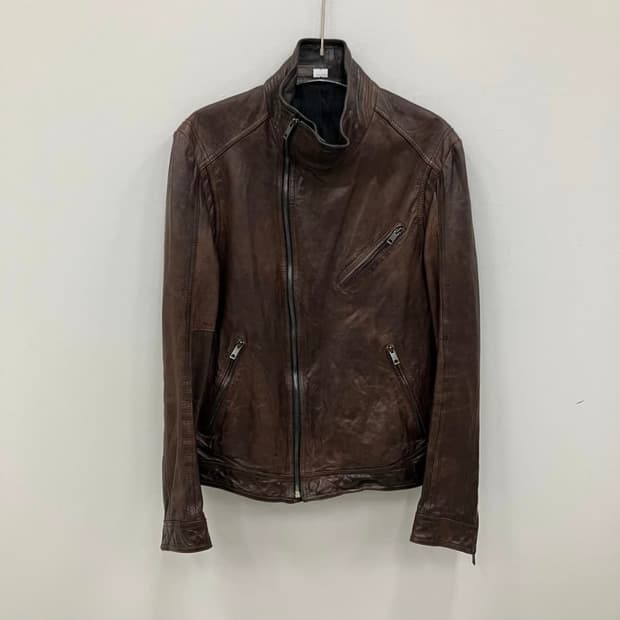 솔리드옴므 브라운 사선 지퍼 양가죽 자켓 105