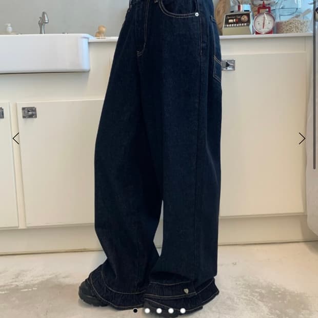 론론 프릴 와이드 데님 팬츠