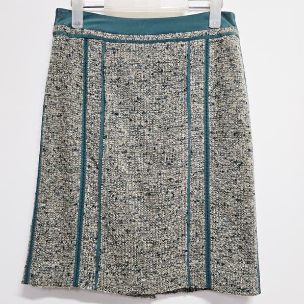 마인 트위드스커트 청록색 포인트