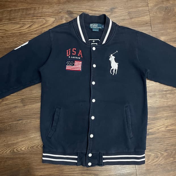 폴로 빅포니 USA 성조기 바시티 자켓 네이비