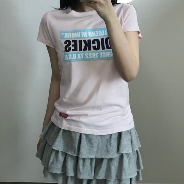디키즈 핑크 빅로고 반팔 티셔츠