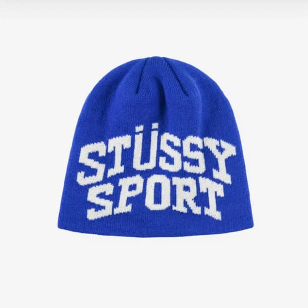 스투시 스포츠 자카드 스컬캡 비니 블루
