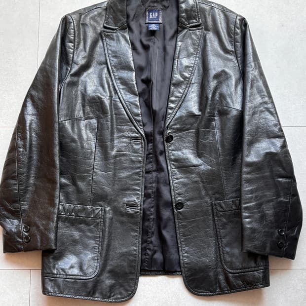 Old GAP 레더 블레이저 L 카코트st