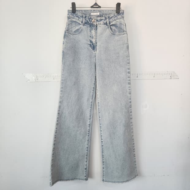 잇미샤 연청 와이드 데님 팬츠