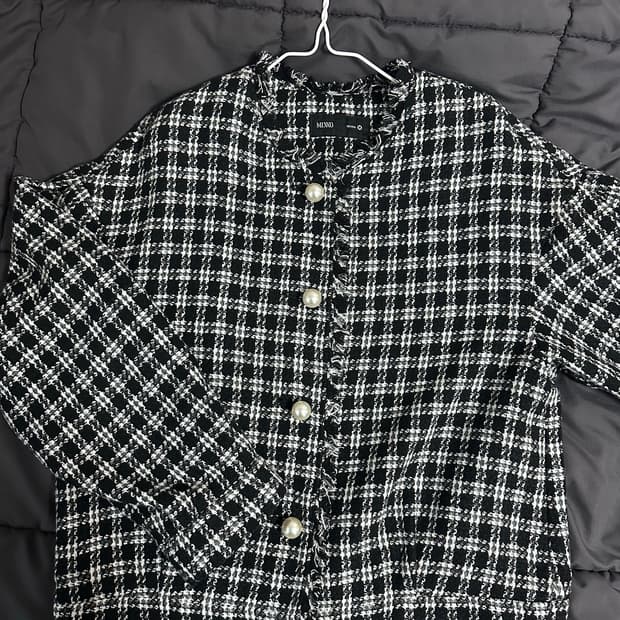 MIXXO 여성 체크 트위드 자켓