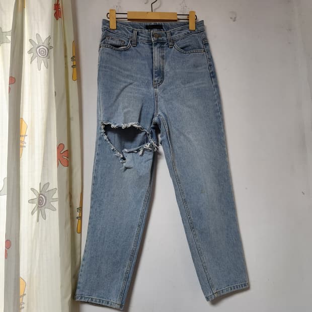 라이트 데님 데미지 청바지  찢청 M