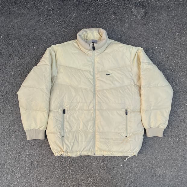 00s 나이키 오리털 아이보리 립스타 푸퍼 패딩 올드스쿨 점퍼 XL