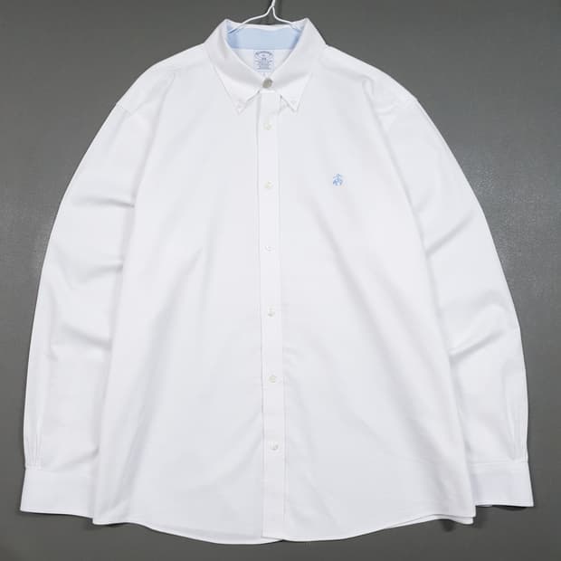 실측 2XL) 브룩스브라더스 논아이론 버튼다운 옥스포드 코튼 셔츠 화이트