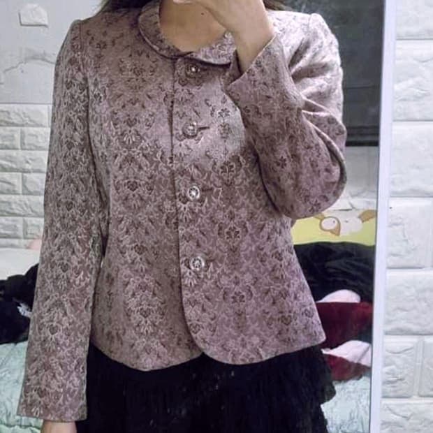 빈티지 패턴 퍼플 여성 자켓