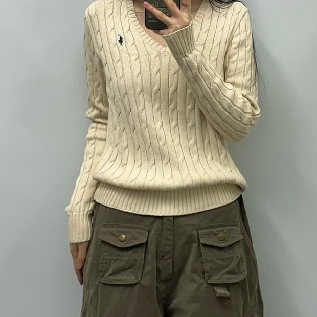 폴로 랄프로렌 신형 브이넥 꽈배기 니트