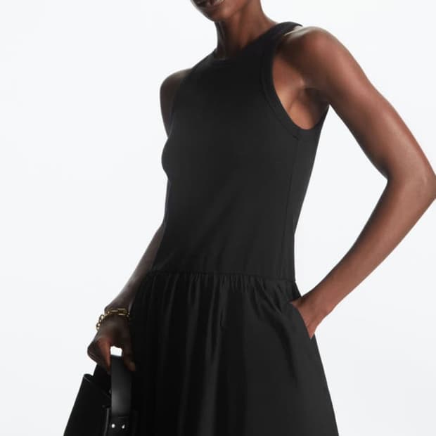 코스 컨트래스트 패널 드레스 블랙 S