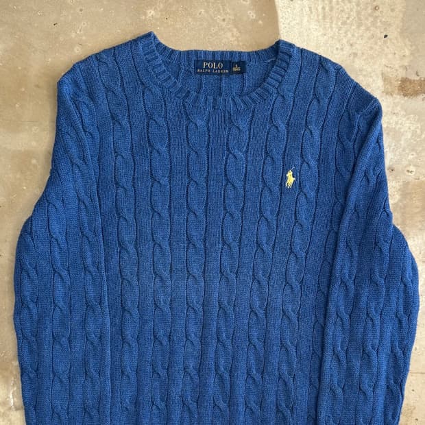 S 폴로랄프로렌 블루 케이블 니트