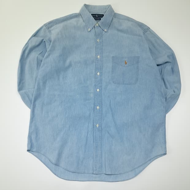 CL630 L 폴로 90s 코튼 빅셔츠 라인 샴브레이 셔츠 남방
