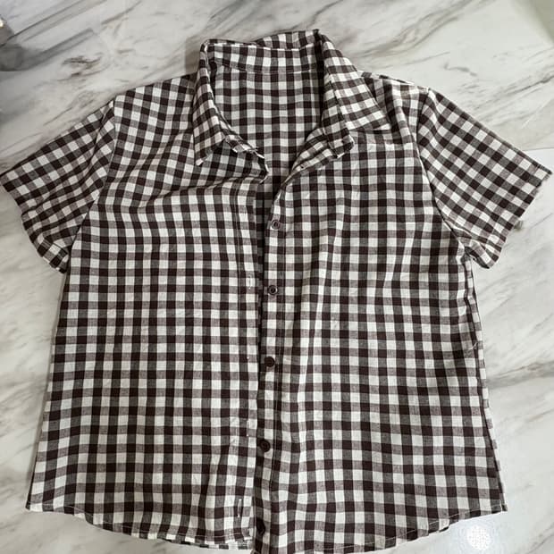 브라운 체크셔츠