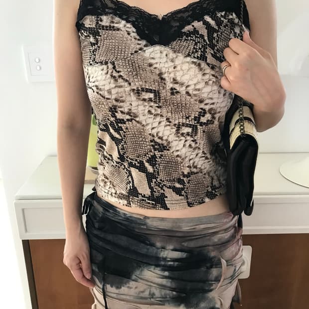 vintage snake pattern lace sleeveless