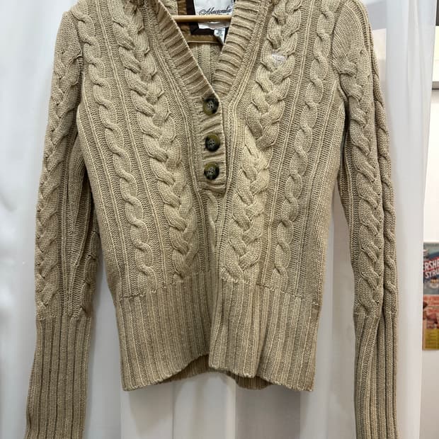 아베크롬비 꽈배기 후드 니트 M