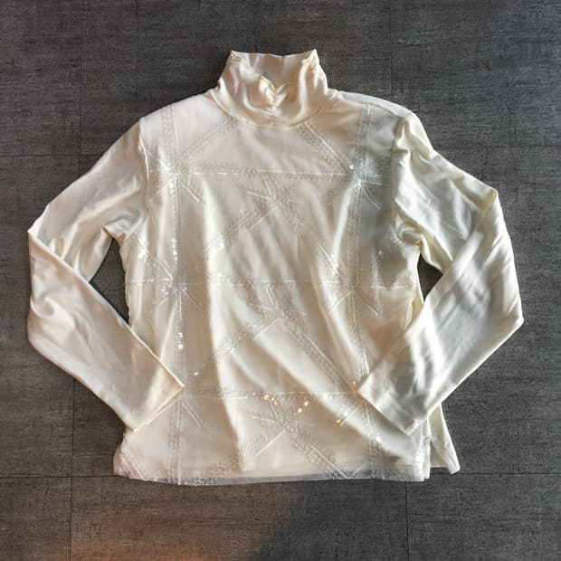 일본 Livornolivre 달천깔페어리 공주풍 글리터 레이어드폴라티셔츠