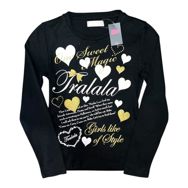 TRALALA 트랄라라 하트글리터 프린팅 긴팔티 키치갸루y2k