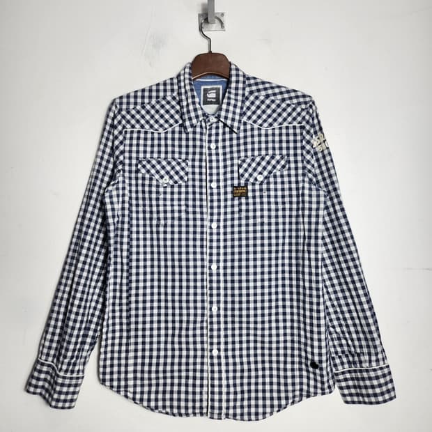 L G-Star RAW 스탁턴 파이핑 깅엄체크 셔츠