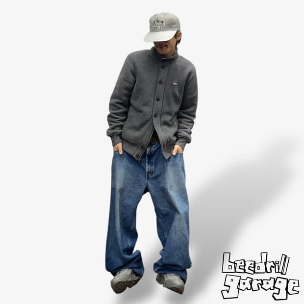 타미힐피거 보아털 그레이 버튼 집업 자켓