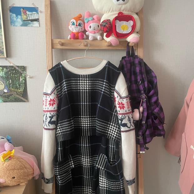 모리걸 빈티지 노르딕 니트 원피스 set❄️🖤