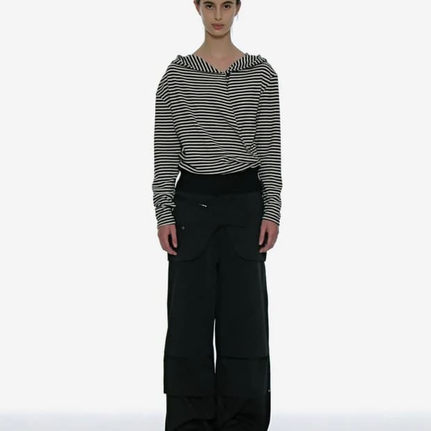 파르티멘토 2WAY 벨티드 레이어드 파라슈트 팬츠 블랙 S