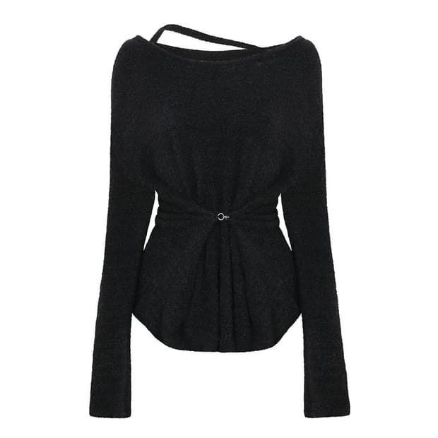 페인오어플레져 루비 후크 오버 니트 블랙