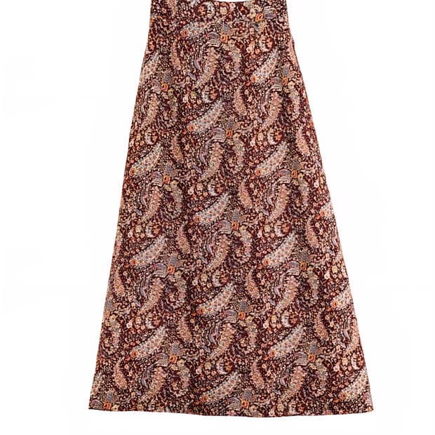 Dusty Burgundy Paisley Flare Skirt