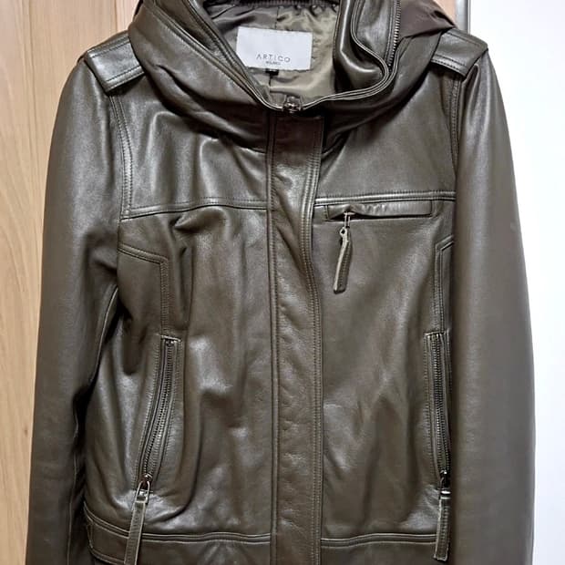 이탈리안 램스킨 보노타입 하이넥 레더자켓