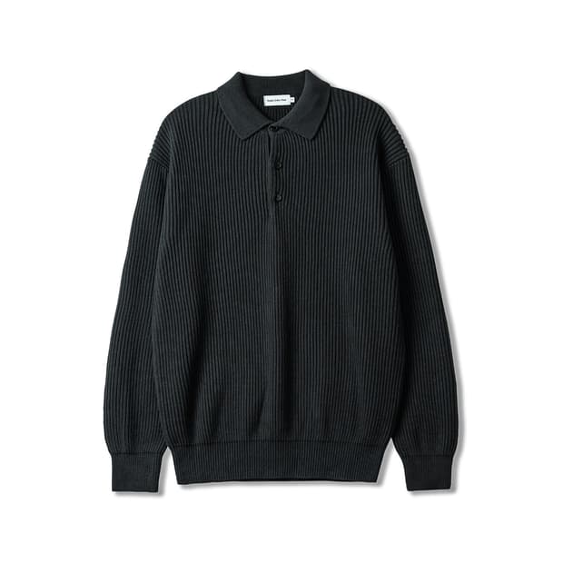 스테디에브리웨어 헤비 립 코튼 칼라 니트 (잉크 블랙) (3, 105)