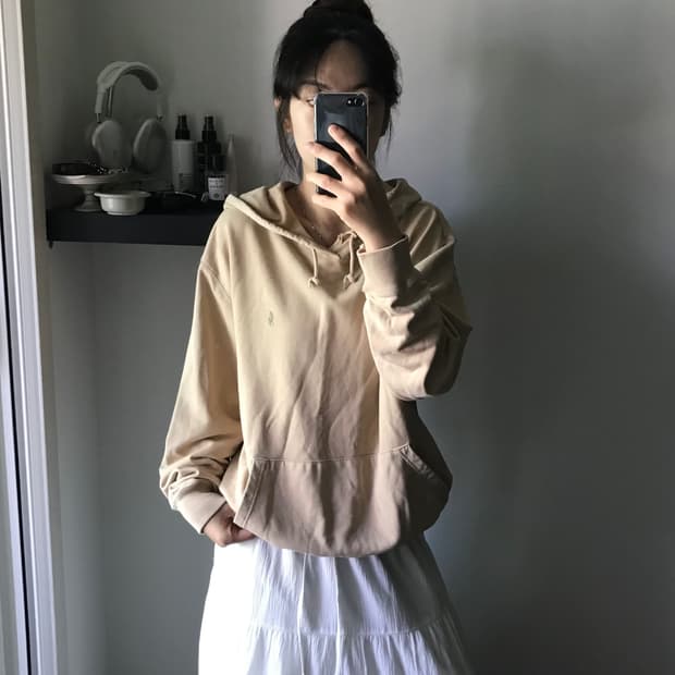 폴로 랄프로렌 포니 로고 베이지 후드티