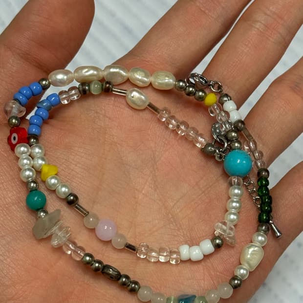 런디에스 멀티 비즈 핸드메이드 목걸이