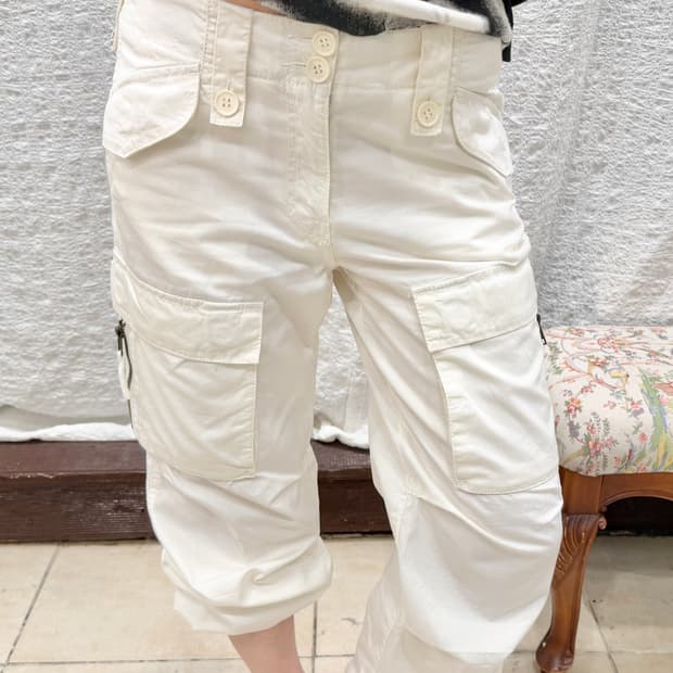 White cargo 2-way pants