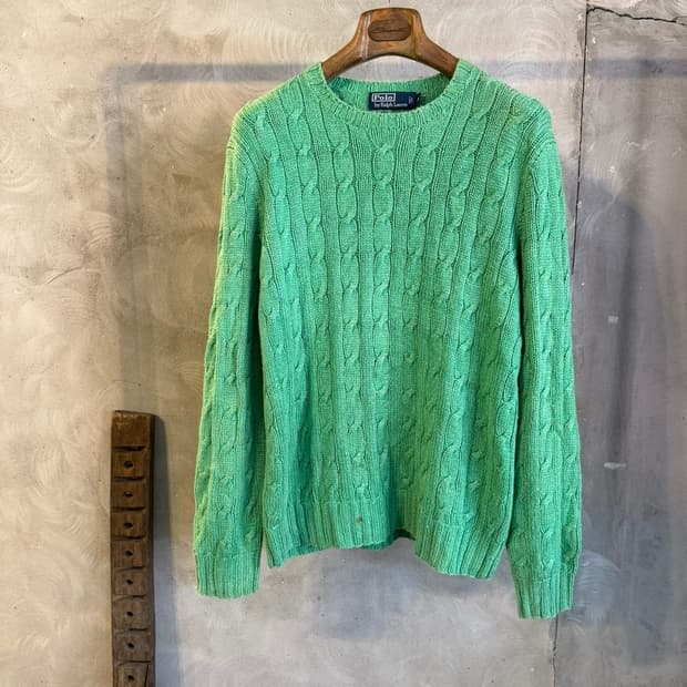 폴로 랄프로렌 100% 실크 핸드 케이블 니트 105