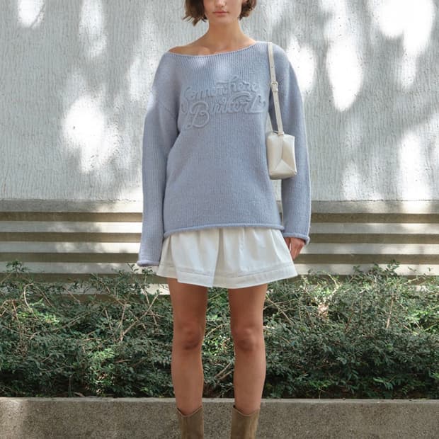 썸웨어버터 모헤어 레터 롱 슬리브 니트