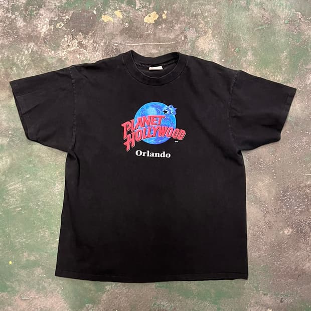 90's 플래닛 할리우드 싱글스티치 빈티지 반팔티셔츠 Made USA