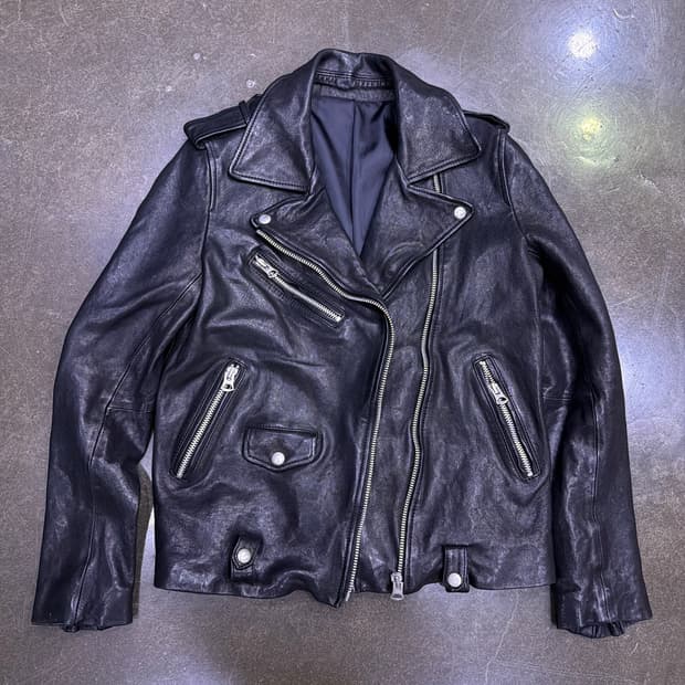 이태리 양가죽 워싱 레더 더블 라이더자켓 M