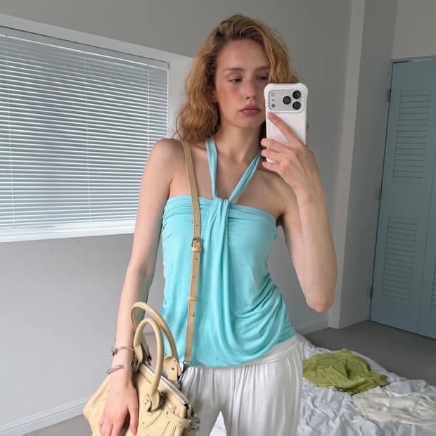 twist halter top mint