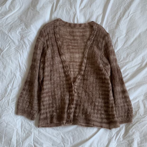 브라운 모헤어 가디건